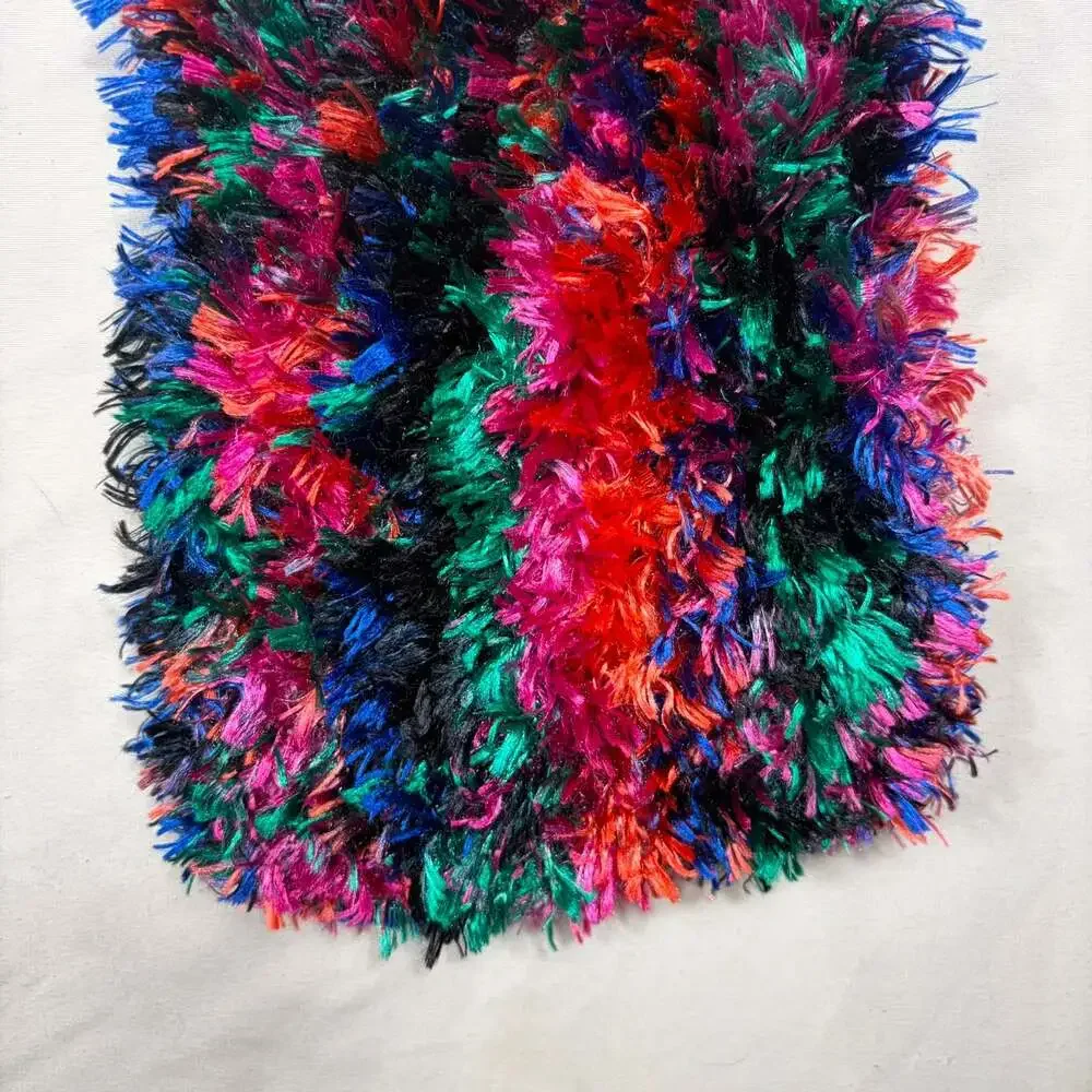 Vintage Y2K Cejon Multi Color Shaggy Yarn Oblong Scarf